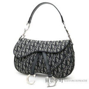 Christian Dior Trotter Double Saddle Bag Black Gray Jacquard Logo Charm